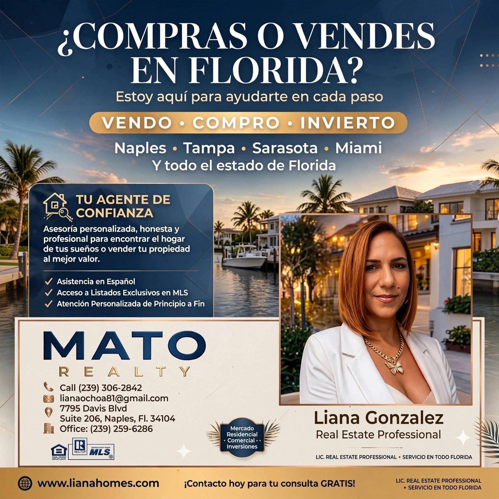 Liana Gonzalez, agente inmobiliaria en Naples, Florida